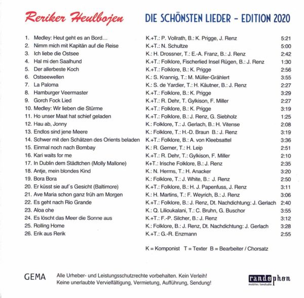 Reriker Heulbojen - Die schönsten Lieder - Edition 2020